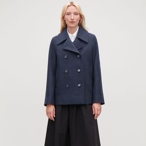 Cos Navy Peacoat Wool Size 2 XS Cropped